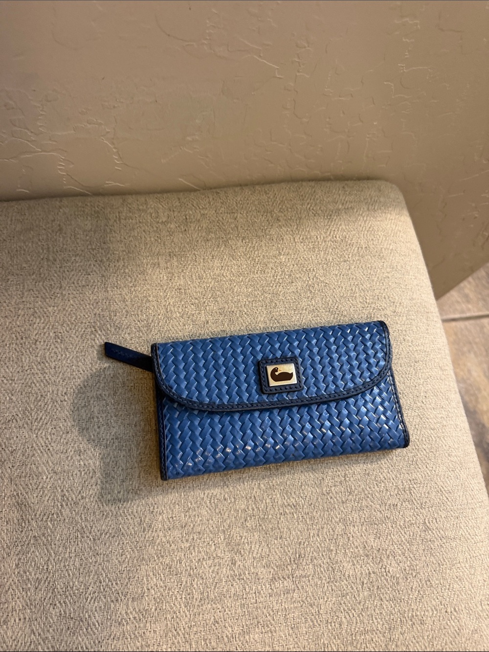 Dooney & Bourke Blue Woven Leather Wallet Clutch